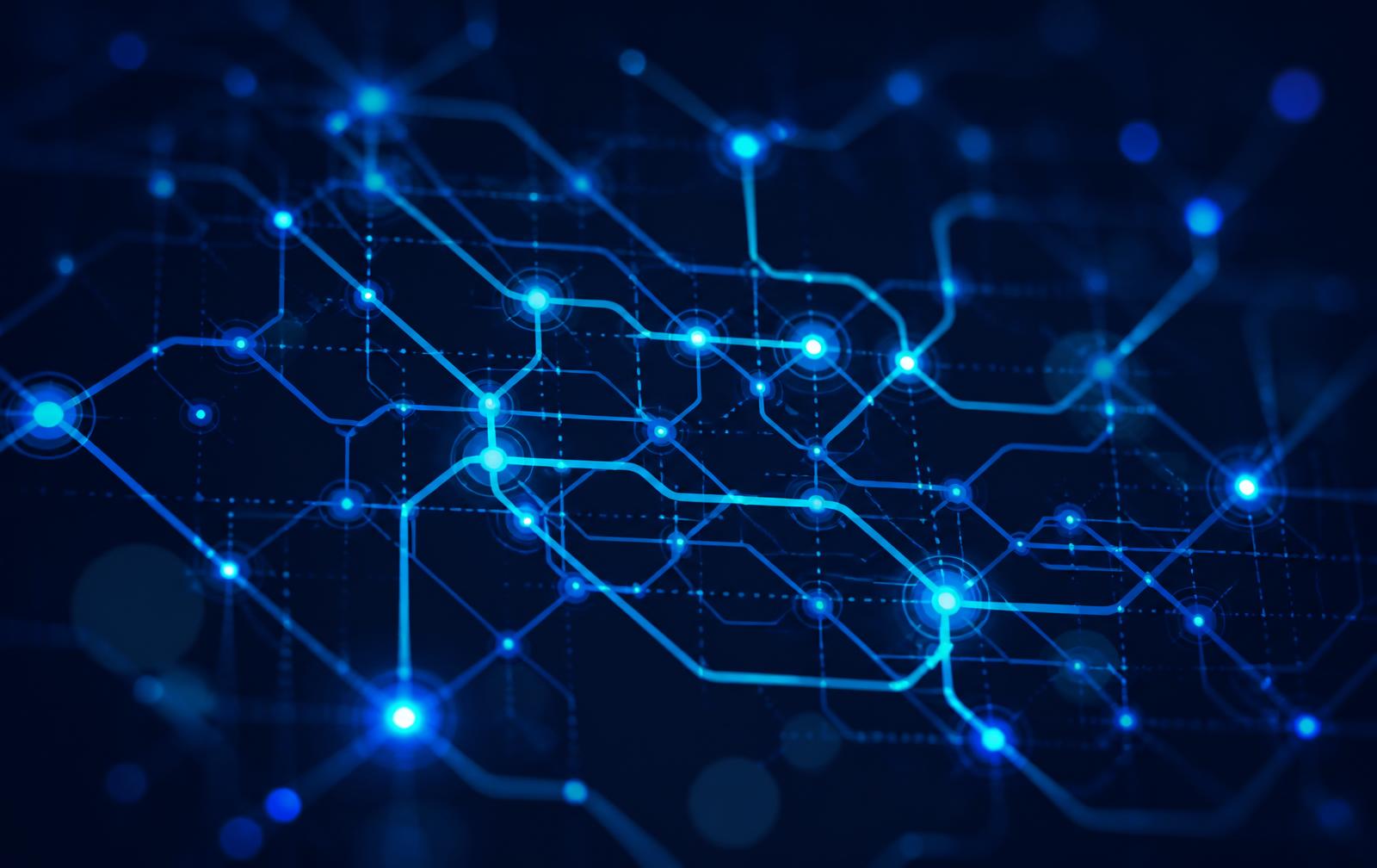 Abstract network of glowing connected nodes representing the SuiteDash Metro System